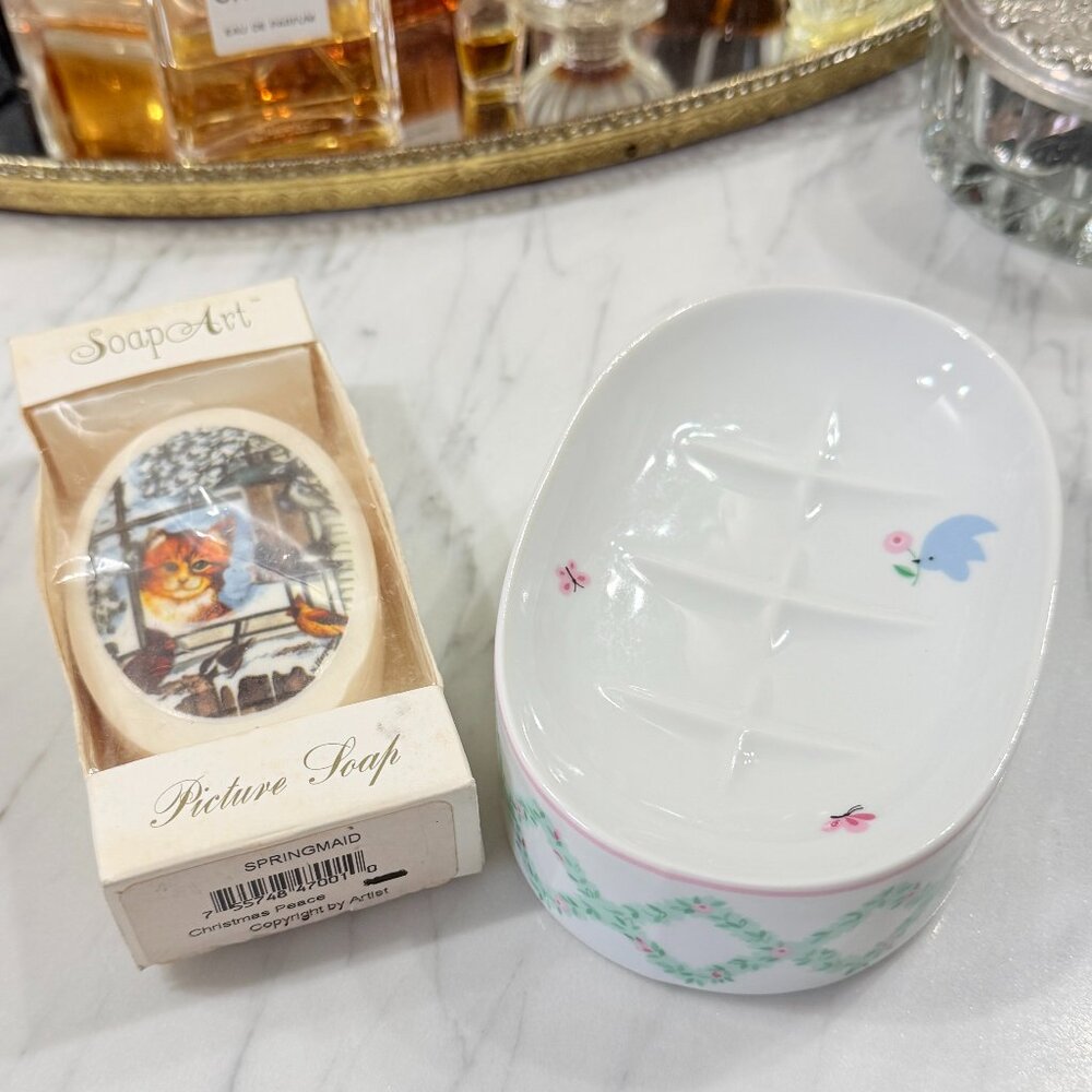 Vintage Soap Dish & Cat Soap Art - Picture 2 of 10